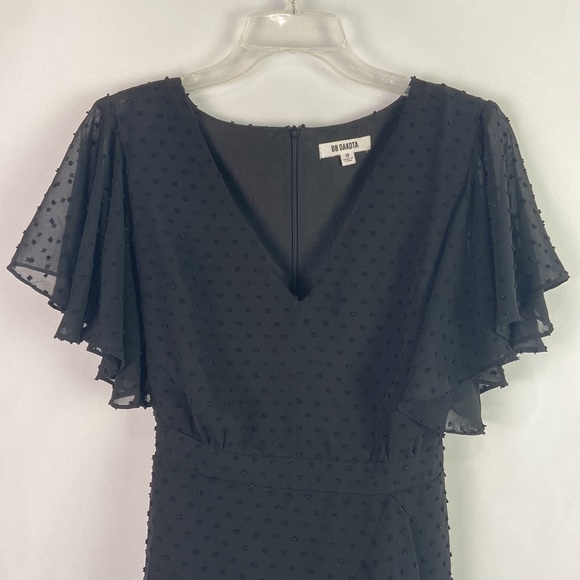 BB Dakota Black Ruffle Trim Belted Mini w/ Shorts Dress - Picture 3 of 16